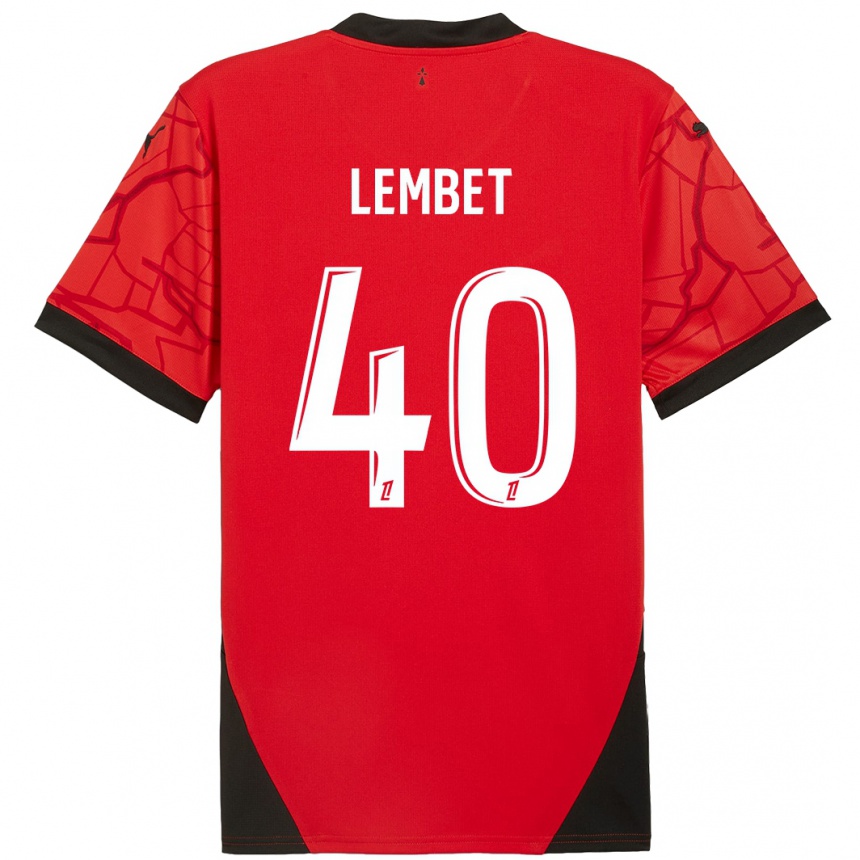 Kids Football Geoffrey Lembet #40 Red Black Home Jersey 2024/25 T-Shirt Uk