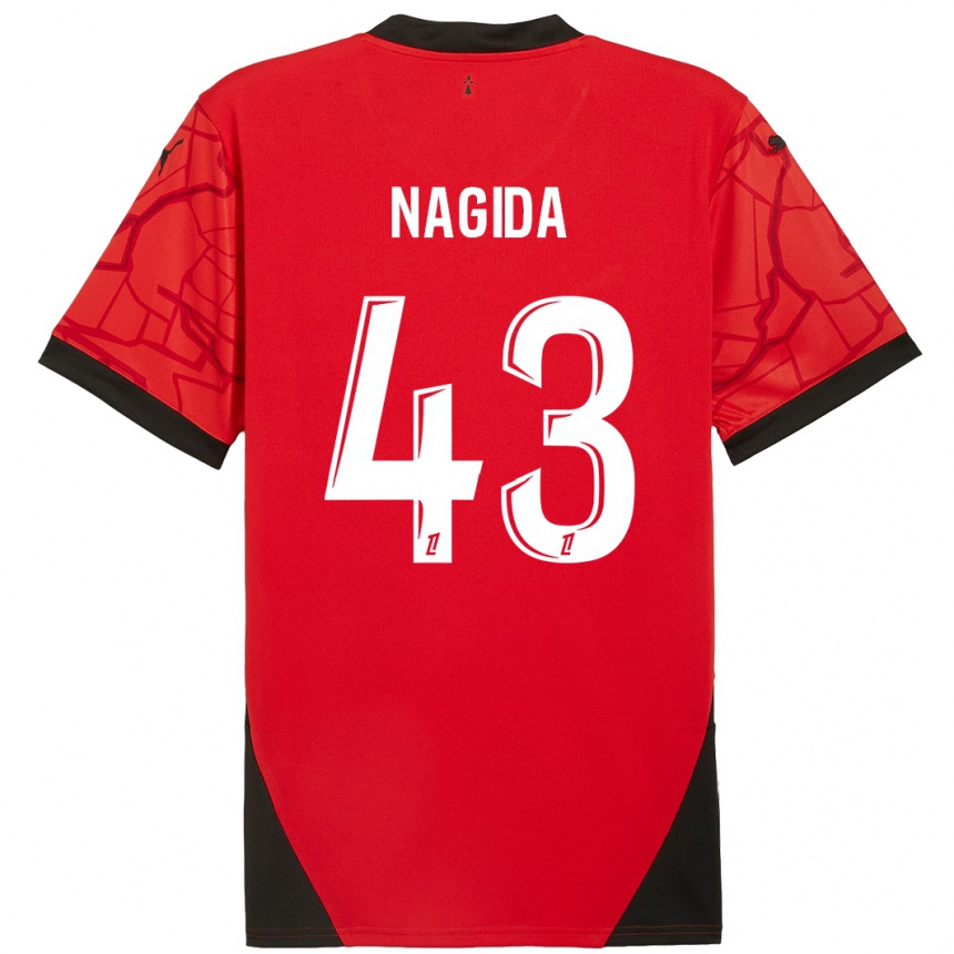 Kids Football Mahamadou Nagida #43 Red Black Home Jersey 2024/25 T-Shirt Uk