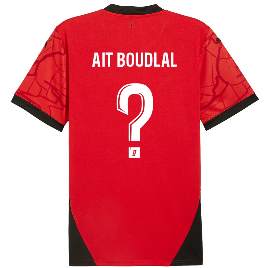 Kids Football Abdelhamid Ait Boudlal #0 Red Black Home Jersey 2024/25 T-Shirt Uk