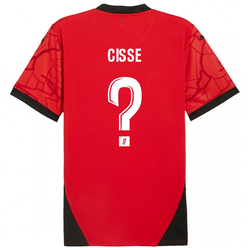 Kids Football Djaoui Cissé #0 Red Black Home Jersey 2024/25 T-Shirt Uk