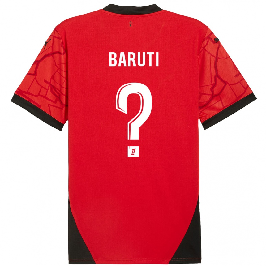 Kids Football Kelian Baruti #0 Red Black Home Jersey 2024/25 T-Shirt Uk