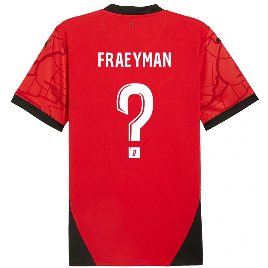 Kids Football Dorian Fraeyman #0 Red Black Home Jersey 2024/25 T-Shirt Uk