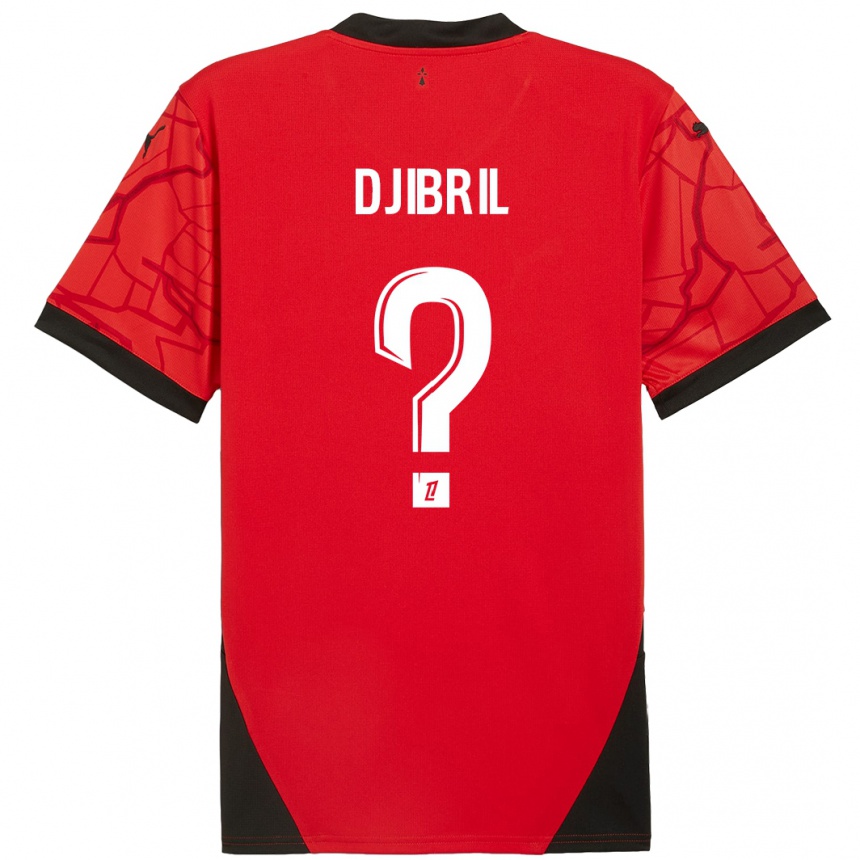 Kids Football Djibril Diallo #0 Red Black Home Jersey 2024/25 T-Shirt Uk