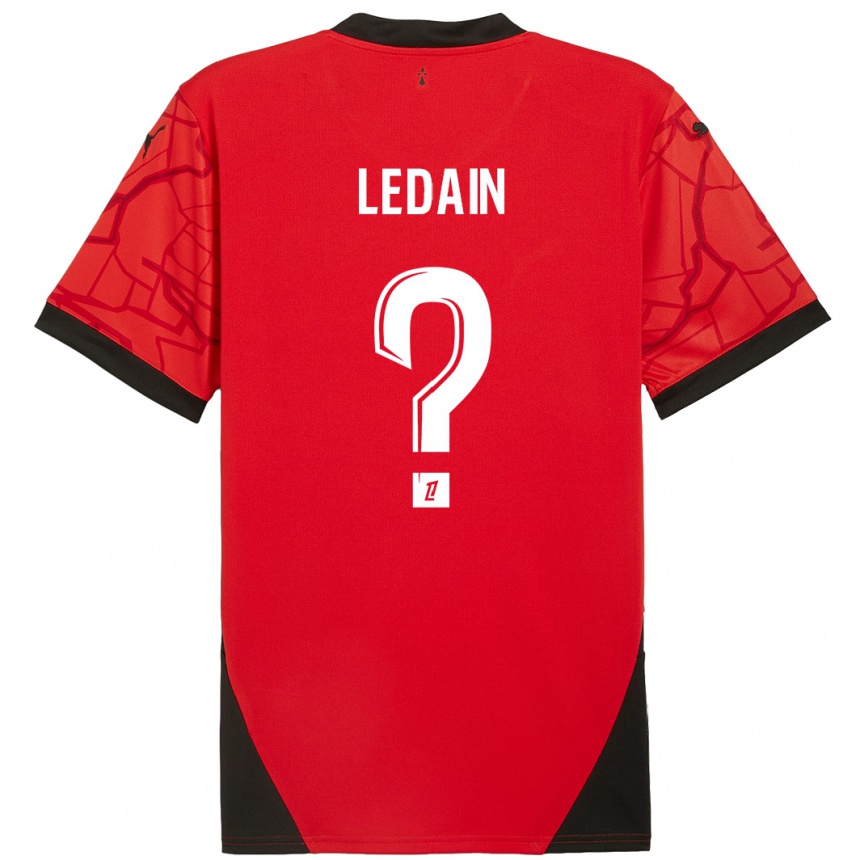 Kids Football Samuel Ledain #0 Red Black Home Jersey 2024/25 T-Shirt Uk