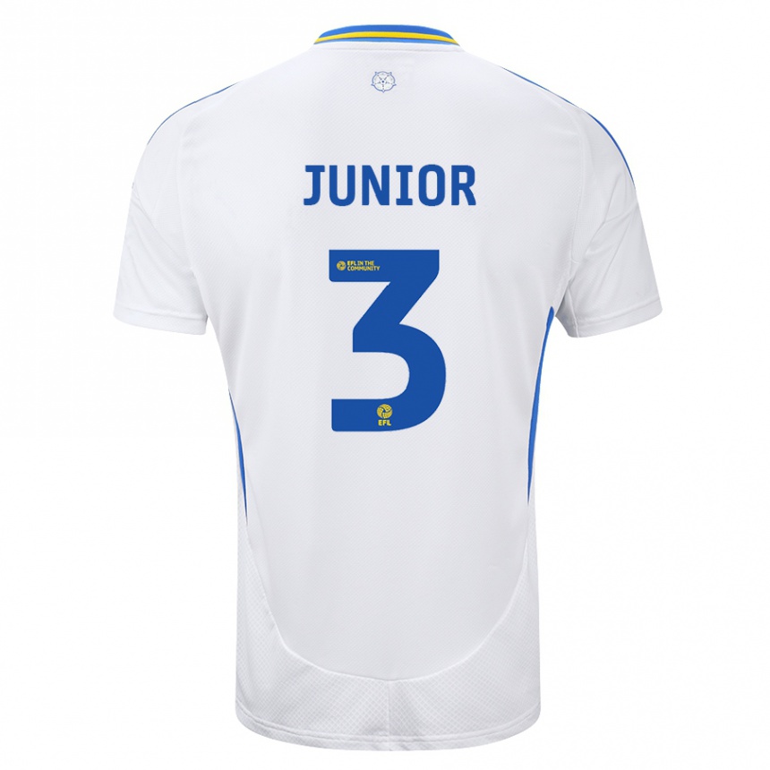 Kids Football Junior Firpo #3 White Blue Home Jersey 2024/25 T-Shirt Uk