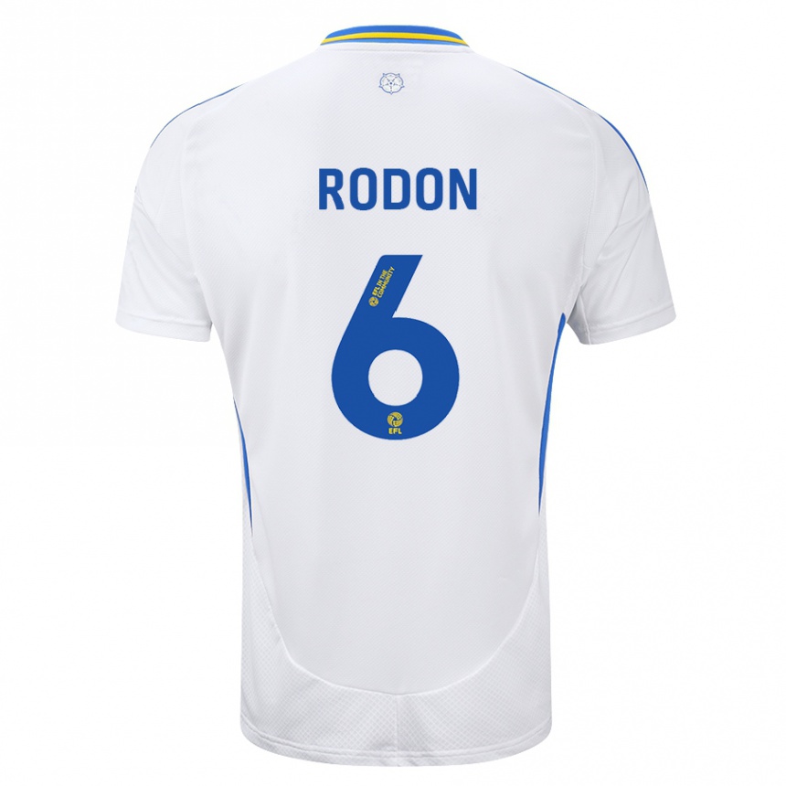 Kids Football Joe Rodon #6 White Blue Home Jersey 2024/25 T-Shirt Uk