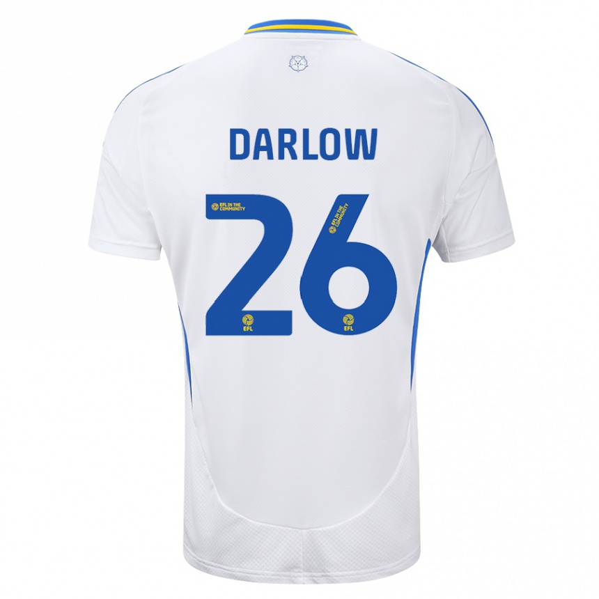 Kids Football Karl Darlow #26 White Blue Home Jersey 2024/25 T-Shirt Uk