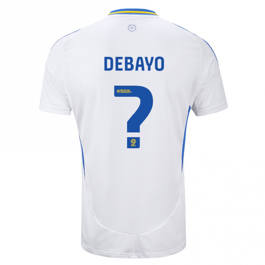 Kids Football James Debayo #0 White Blue Home Jersey 2024/25 T-Shirt Uk