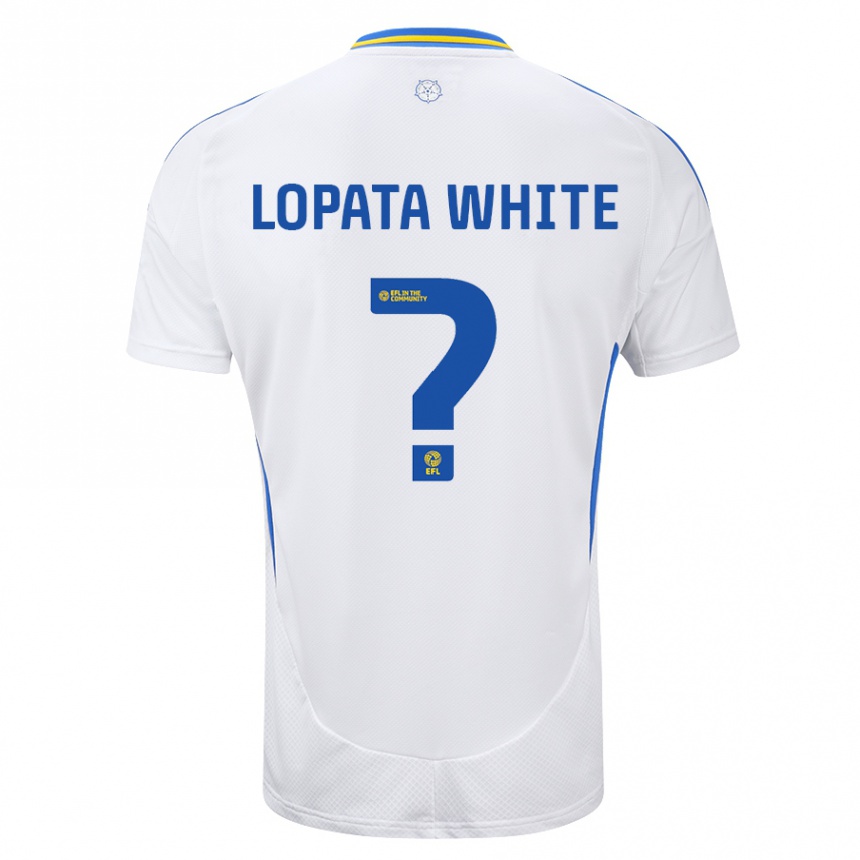 Kids Football Reuben Lopata-White #0 White Blue Home Jersey 2024/25 T-Shirt Uk