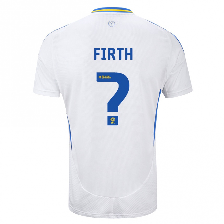 Kids Football Will Firth #0 White Blue Home Jersey 2024/25 T-Shirt Uk