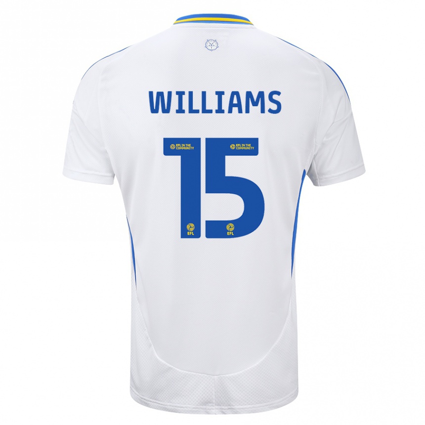 Kids Football Paige Williams #15 White Blue Home Jersey 2024/25 T-Shirt Uk