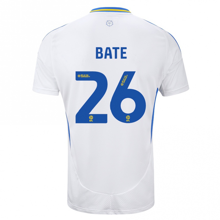 Kids Football Lewis Bate #26 White Blue Home Jersey 2024/25 T-Shirt Uk