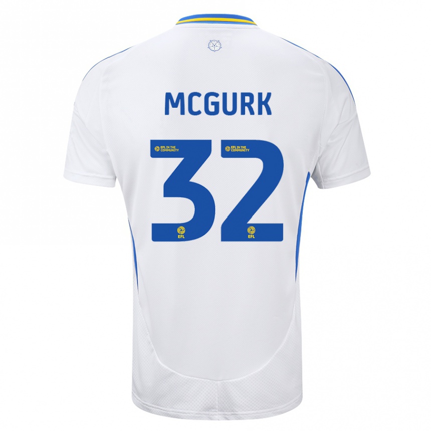 Kids Football Sean Mcgurk #32 White Blue Home Jersey 2024/25 T-Shirt Uk