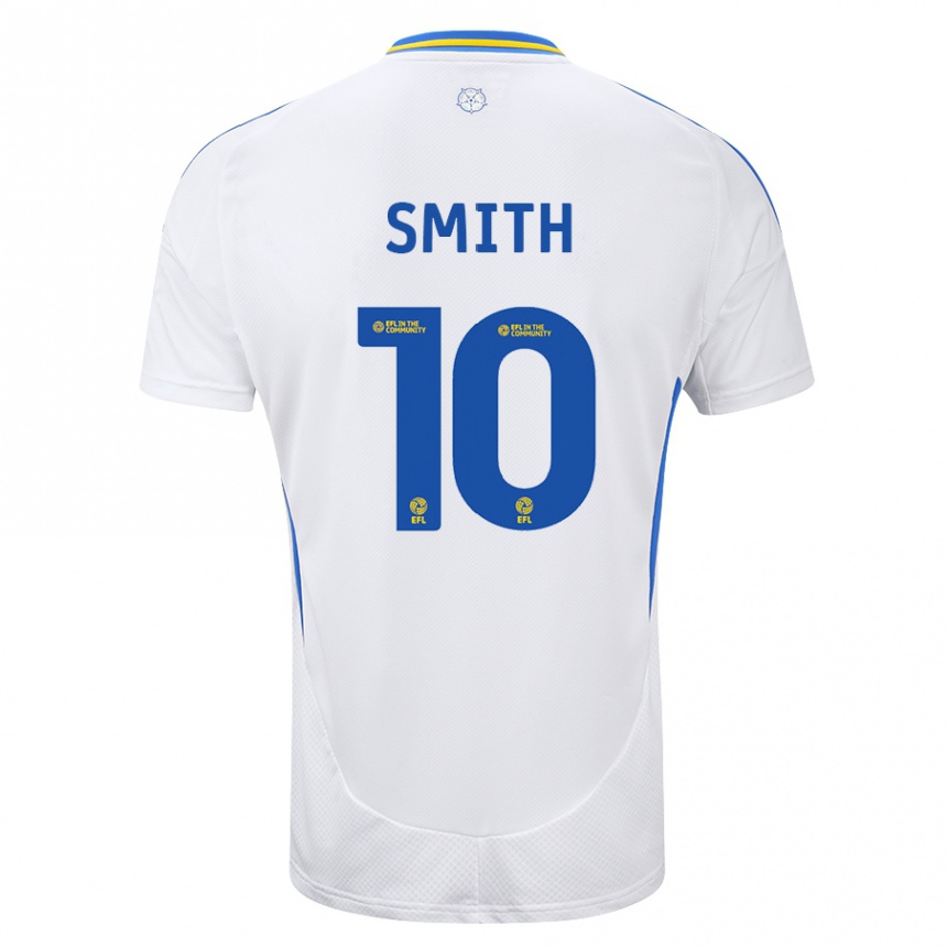 Kids Football Kathryn Smith #10 White Blue Home Jersey 2024/25 T-Shirt Uk