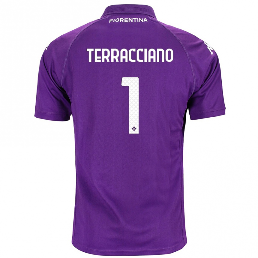 Kids Football Pietro Terracciano #1 Purple Home Jersey 2024/25 T-Shirt Uk