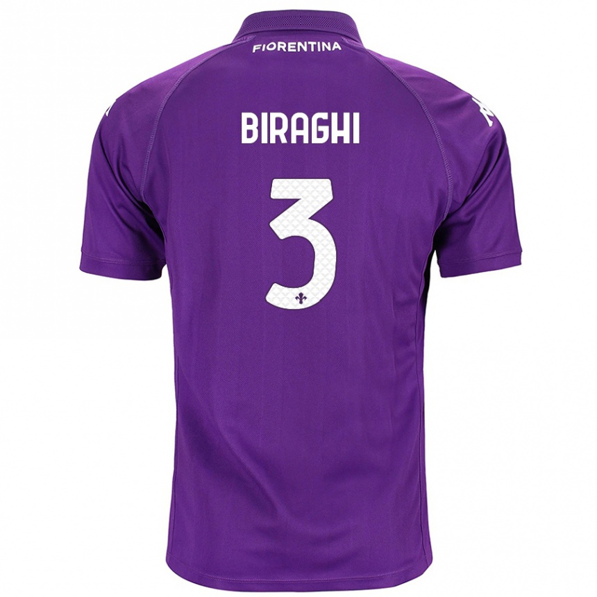 Kids Football Cristiano Biraghi #3 Purple Home Jersey 2024/25 T-Shirt Uk