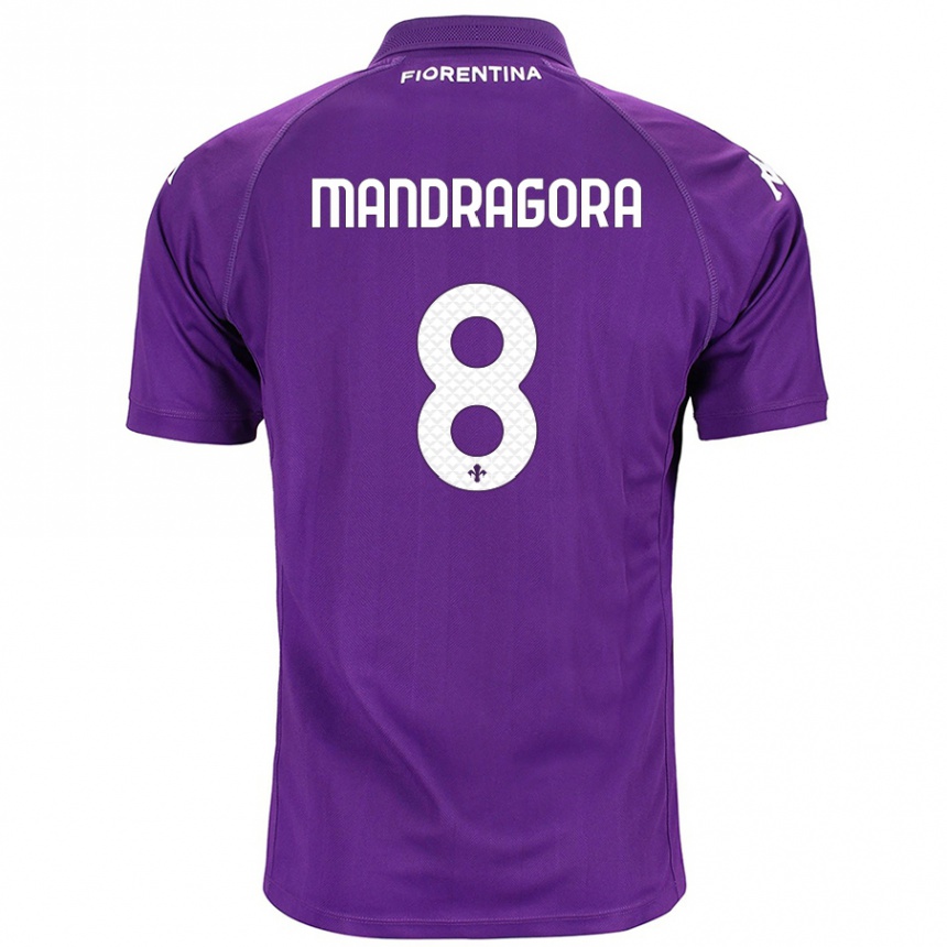 Kids Football Rolando Mandragora #8 Purple Home Jersey 2024/25 T-Shirt Uk