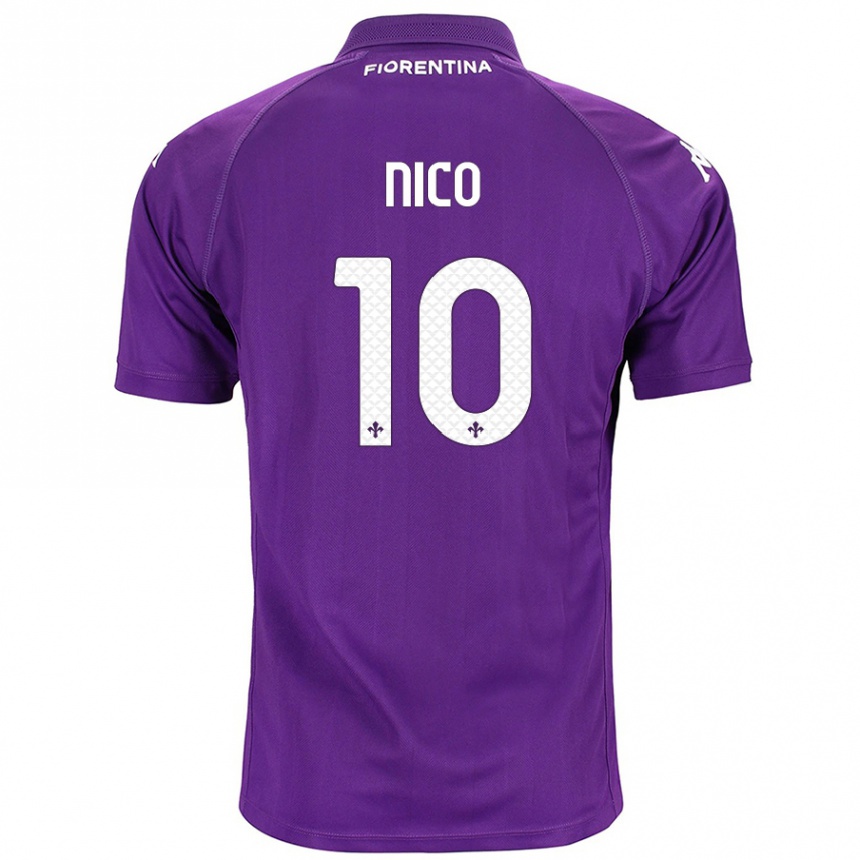 Kids Football Nicolás González #10 Purple Home Jersey 2024/25 T-Shirt Uk