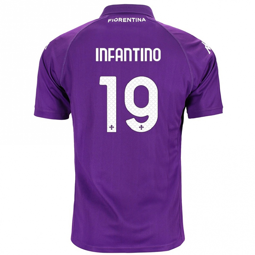 Kids Football Gino Infantino #19 Purple Home Jersey 2024/25 T-Shirt Uk