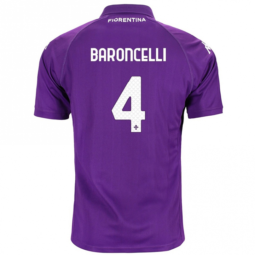 Kids Football Leonardo Baroncelli #4 Purple Home Jersey 2024/25 T-Shirt Uk