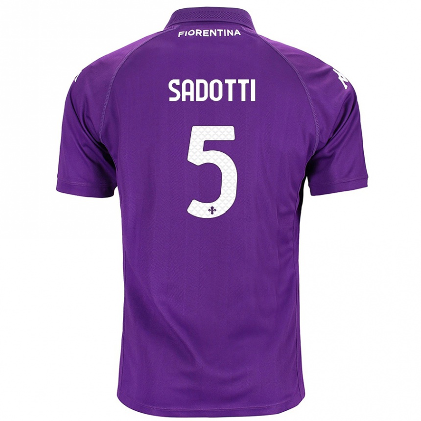 Kids Football Edoardo Sadotti #5 Purple Home Jersey 2024/25 T-Shirt Uk