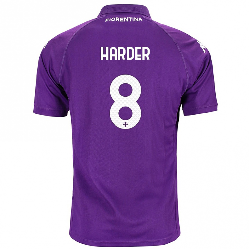 Kids Football Jonas Harder #8 Purple Home Jersey 2024/25 T-Shirt Uk