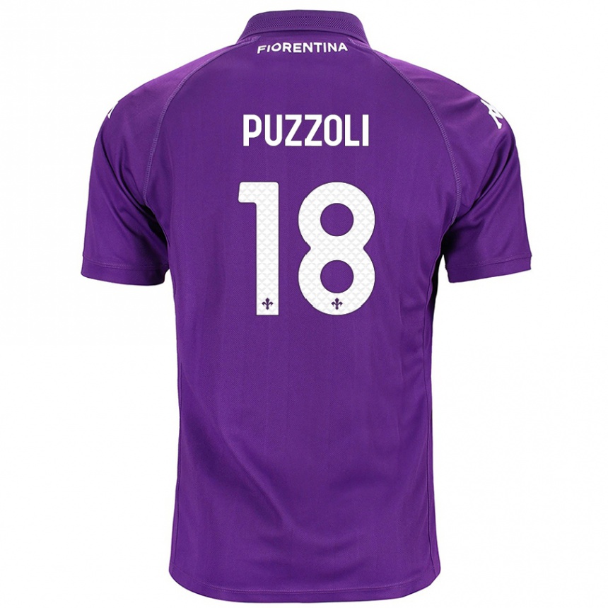 Kids Football Giorgio Puzzoli #18 Purple Home Jersey 2024/25 T-Shirt Uk