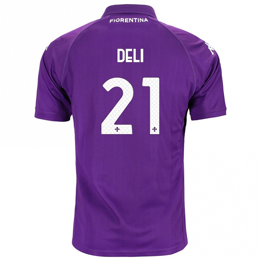 Kids Football Lapo Deli #21 Purple Home Jersey 2024/25 T-Shirt Uk