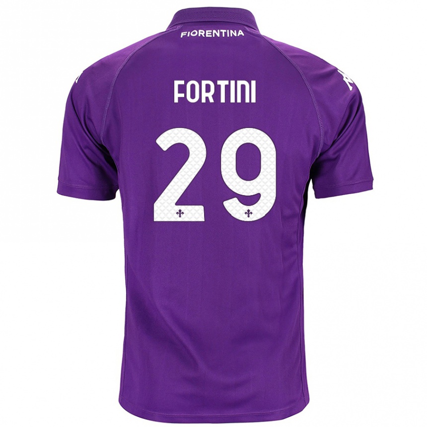 Kids Football Niccolò Fortini #29 Purple Home Jersey 2024/25 T-Shirt Uk