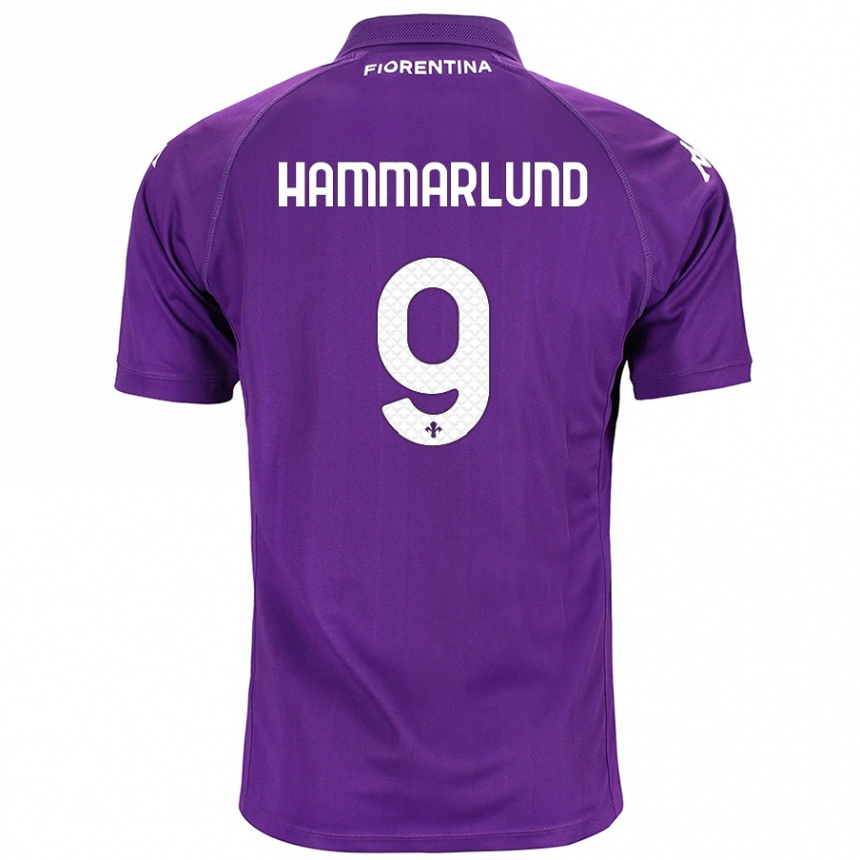 Kids Football Pauline Hammarlund #9 Purple Home Jersey 2024/25 T-Shirt Uk