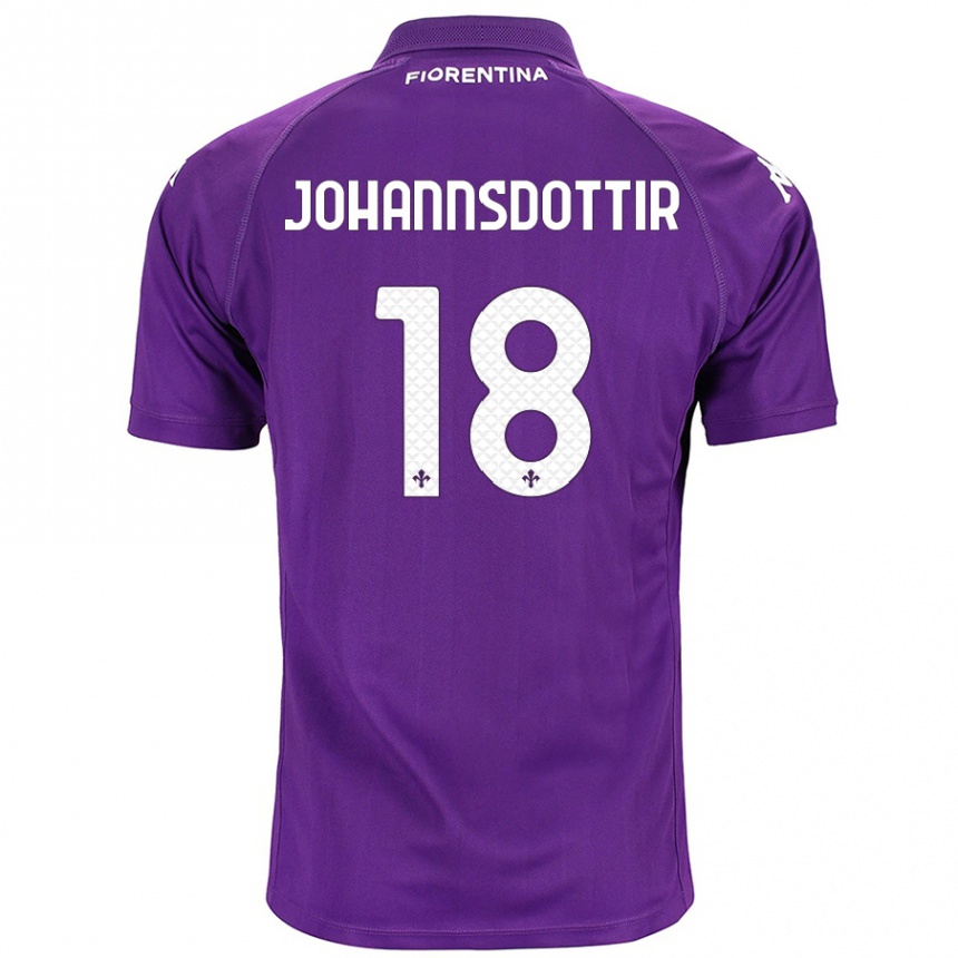 Kids Football Alexandra Jóhannsdóttir #18 Purple Home Jersey 2024/25 T-Shirt Uk