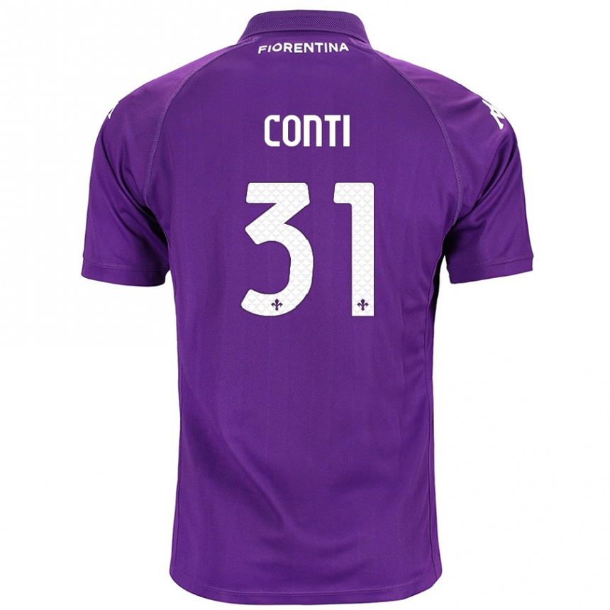 Kids Football Gabriele Conti #31 Purple Home Jersey 2024/25 T-Shirt Uk