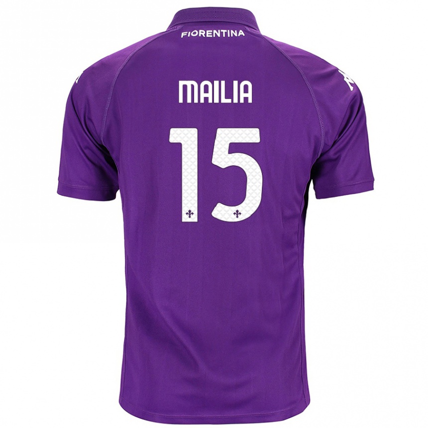 Kids Football Siria Mailia #15 Purple Home Jersey 2024/25 T-Shirt Uk