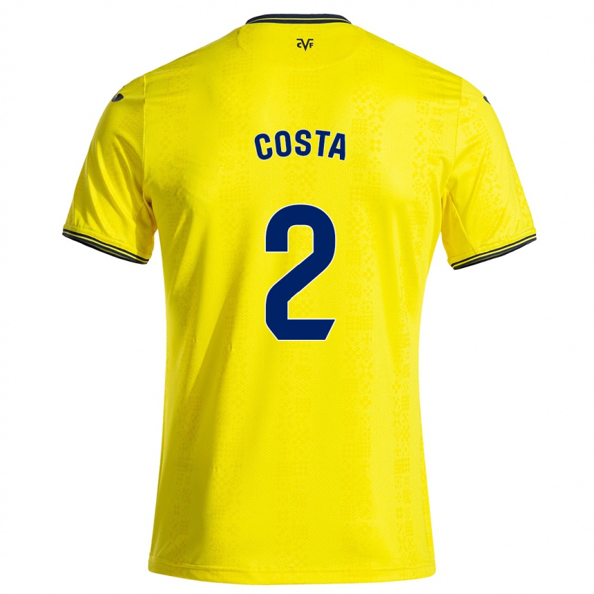 Kids Football Logan Costa #2 Yellow Black Home Jersey 2024/25 T-Shirt Uk