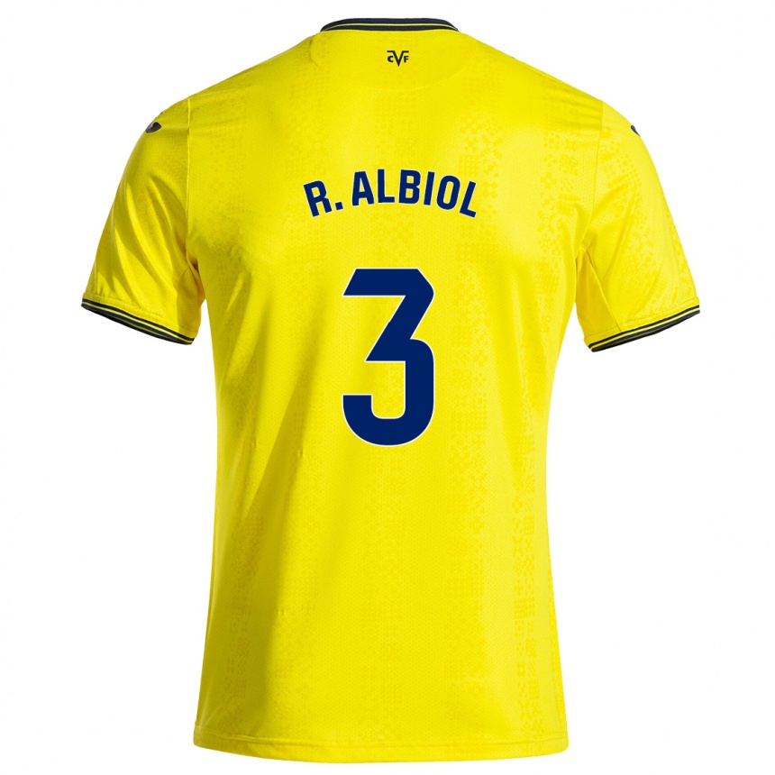 Kids Football Raúl Albiol #3 Yellow Black Home Jersey 2024/25 T-Shirt Uk