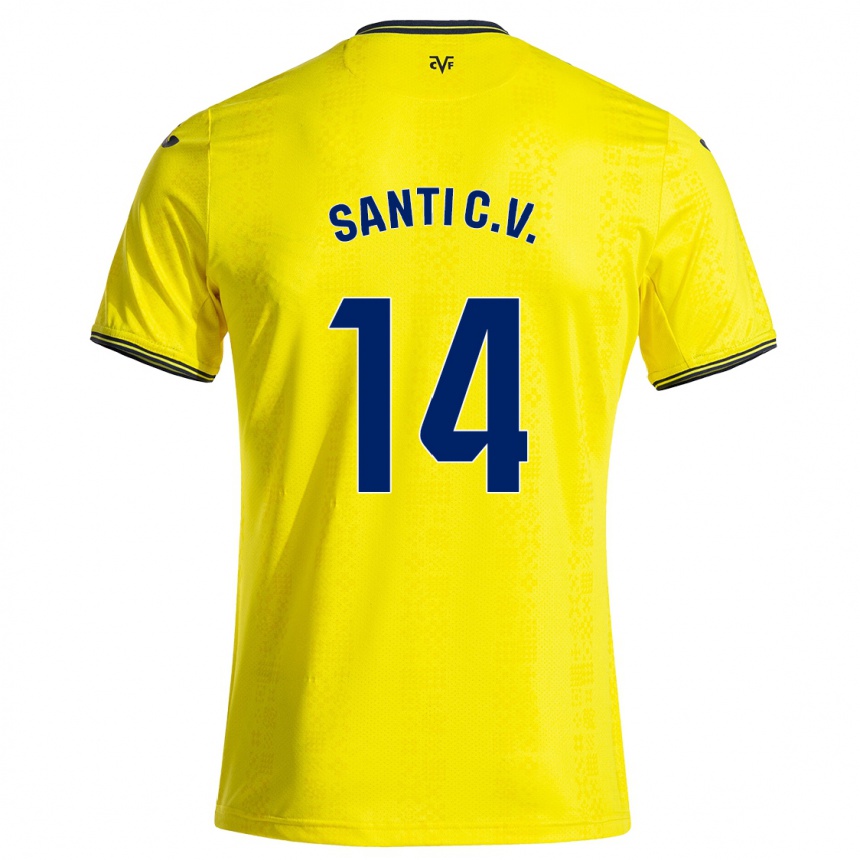 Kids Football Santi Comesaña #14 Yellow Black Home Jersey 2024/25 T-Shirt Uk