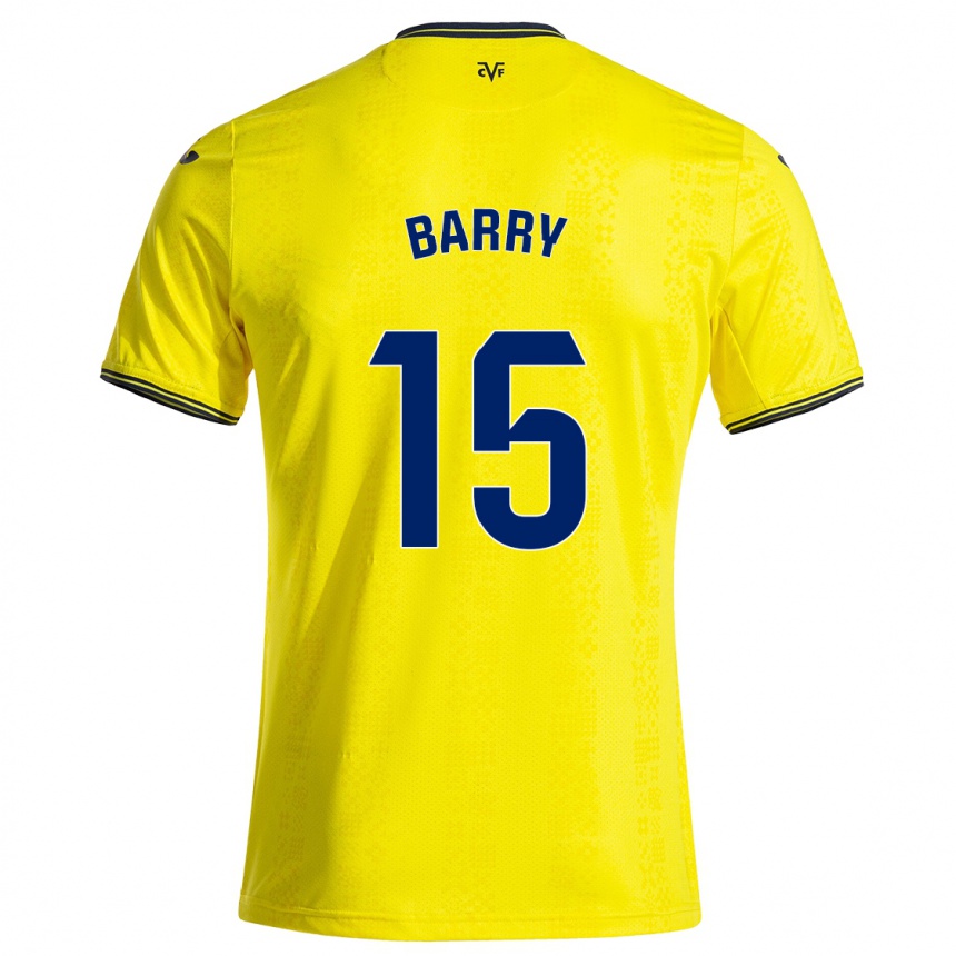 Kids Football Thierno Barry #15 Yellow Black Home Jersey 2024/25 T-Shirt Uk