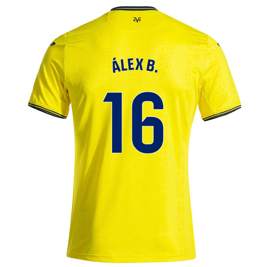 Kids Football Álex Baena #16 Yellow Black Home Jersey 2024/25 T-Shirt Uk