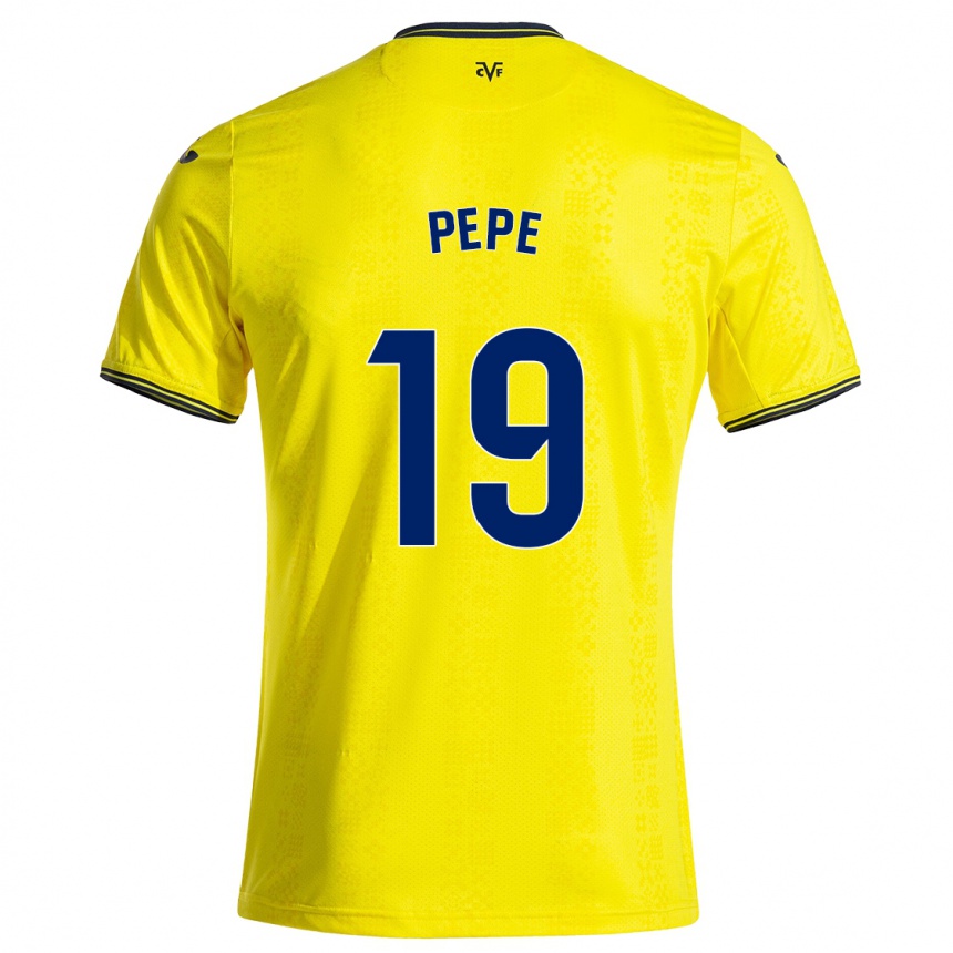 Kids Football Nicolas Pepe #19 Yellow Black Home Jersey 2024/25 T-Shirt Uk