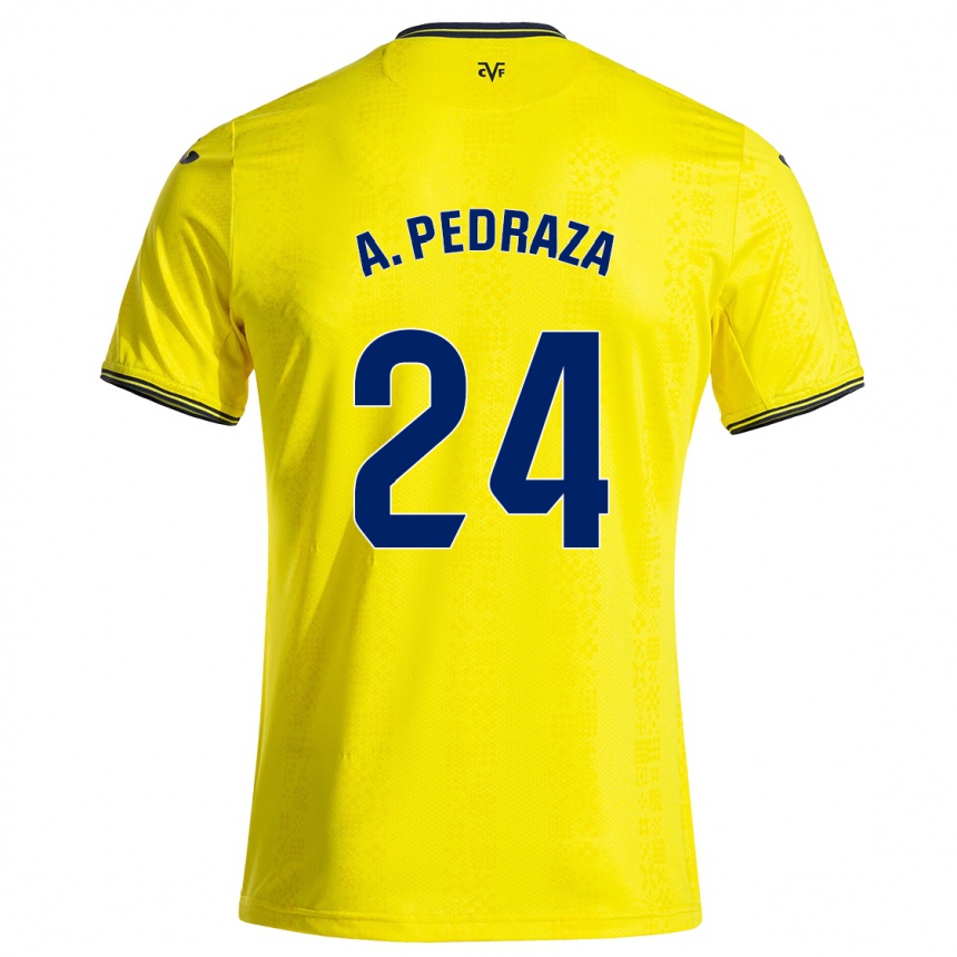 Kids Football Alfonso Pedraza #24 Yellow Black Home Jersey 2024/25 T-Shirt Uk