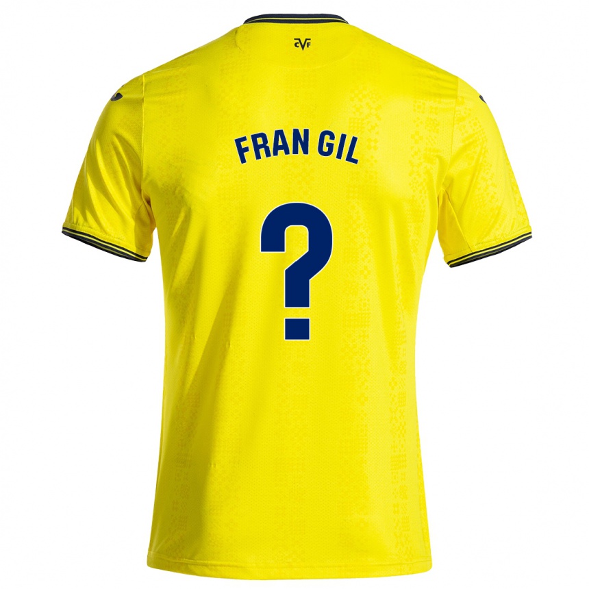 Kids Football Fran Gil #0 Yellow Black Home Jersey 2024/25 T-Shirt Uk