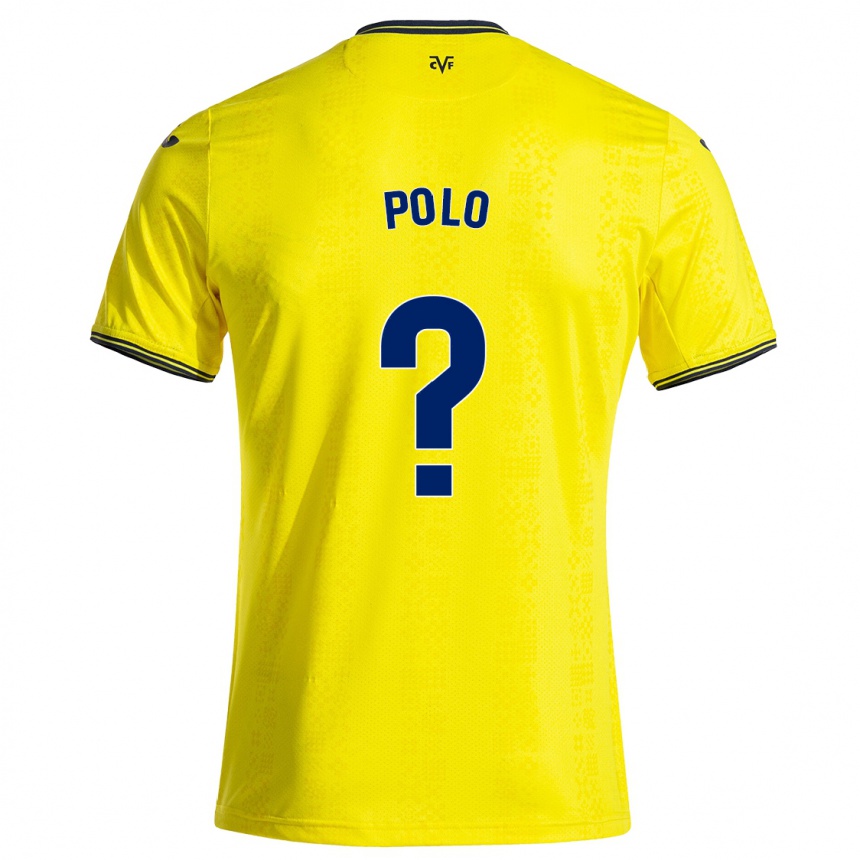 Kids Football Pablo Polo #0 Yellow Black Home Jersey 2024/25 T-Shirt Uk