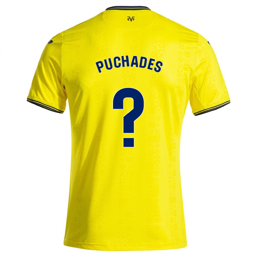 Kids Football Fran Puchades #0 Yellow Black Home Jersey 2024/25 T-Shirt Uk