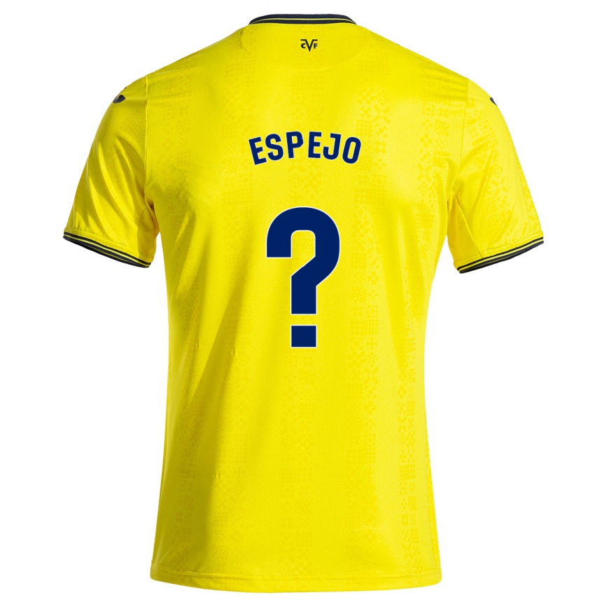 Kids Football Jesús Espejo #0 Yellow Black Home Jersey 2024/25 T-Shirt Uk