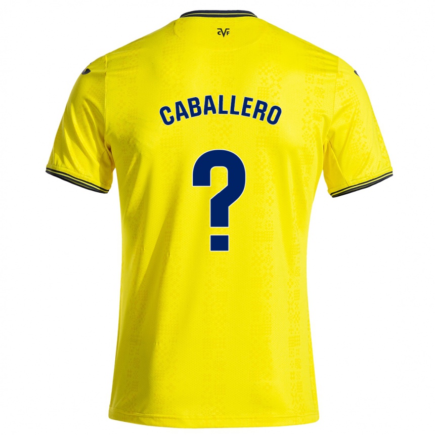 Kids Football Jesús Caballero #0 Yellow Black Home Jersey 2024/25 T-Shirt Uk