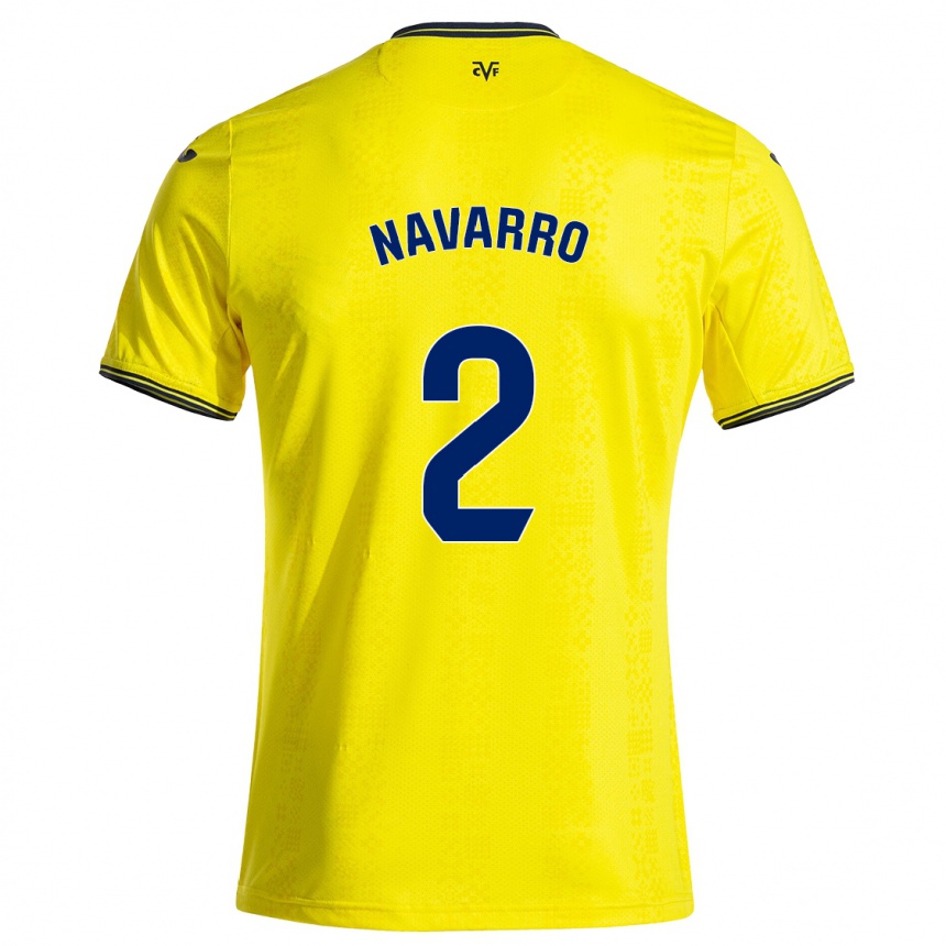 Kids Football Pau Navarro #2 Yellow Black Home Jersey 2024/25 T-Shirt Uk