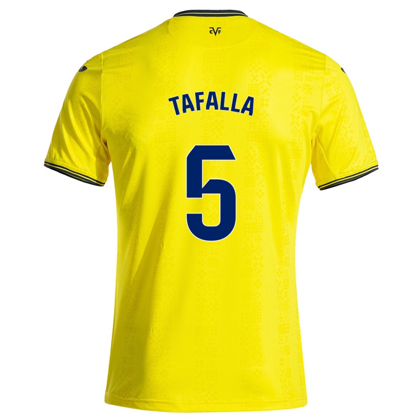 Kids Football Fran Tafalla #5 Yellow Black Home Jersey 2024/25 T-Shirt Uk