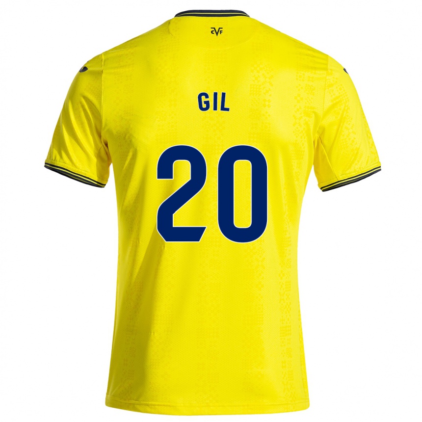 Kids Football Mario Gil #20 Yellow Black Home Jersey 2024/25 T-Shirt Uk