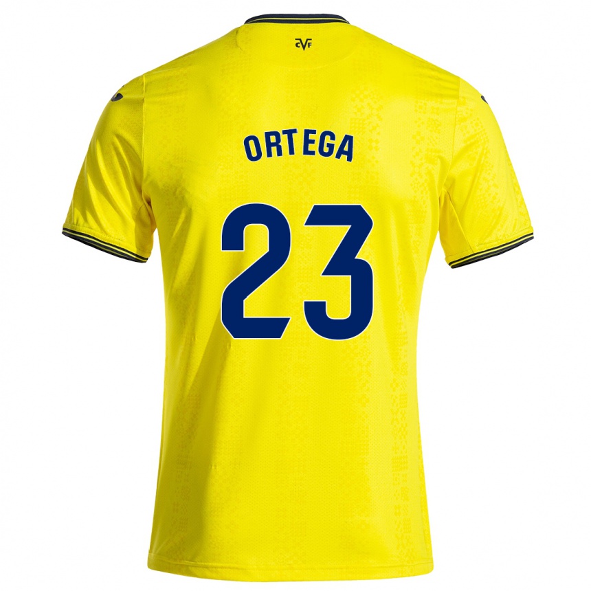 Kids Football Jordi Ortega #23 Yellow Black Home Jersey 2024/25 T-Shirt Uk