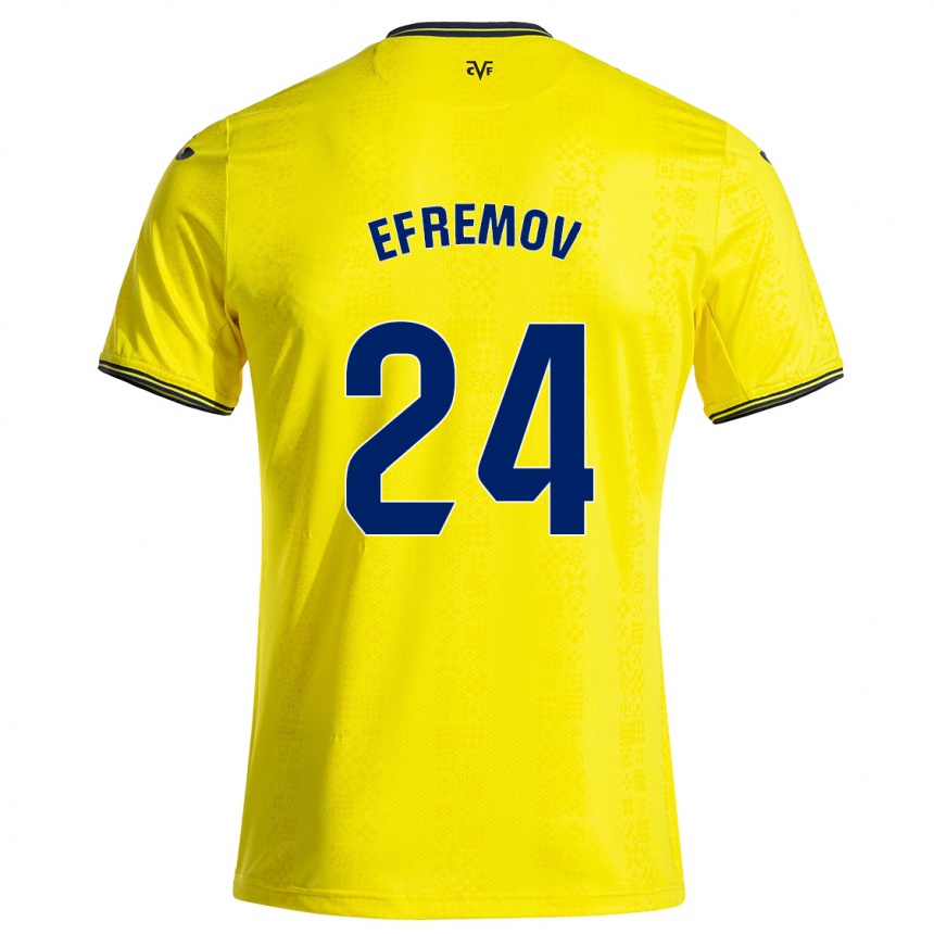 Kids Football Anton Efremov #24 Yellow Black Home Jersey 2024/25 T-Shirt Uk